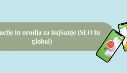 Aplikacije za hujšanje na pametnem telefonu z ikonami hrane in uteži na zelenem ozadju