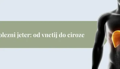 Moški torzo z jasno označenimi svetlečimi jetri v desnem zgornjem delu trebuha kot ponazoritev bolezni jeter in ciroze.