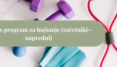 Fitnes oprema za hujšanje: elastika, ročke in žoga na podlagi, primerna za fitnes program za začetnike in napredne doma ali v telovadnici