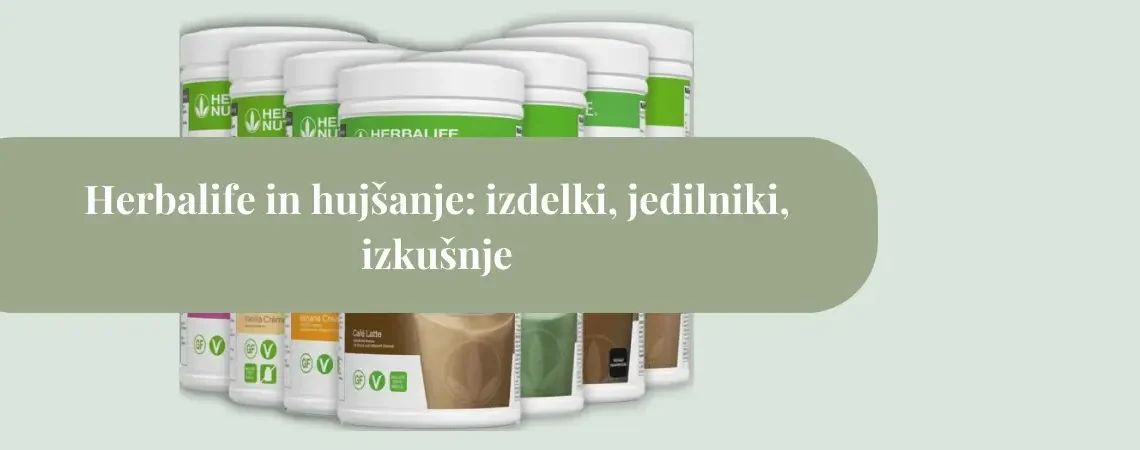 Več Herbalife pločevink shakeov v vrsti kot vizualna podoba programa za hujšanje Herbalife