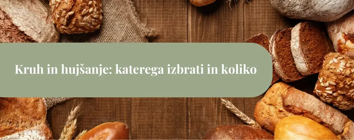 Različni hlebci belega, polnozrnatega in rženega kruha na lesenem ozadju – ilustracija teme kruh za hujšanje in izbira pravega kruha.