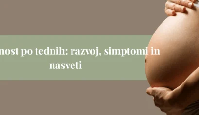 Nosečnica, ki drži trebuh z obema rokama, kot naslovna slika članka o nosečnosti po tednih.