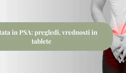 Prostata: Moški drži predel medenice zaradi nelagodja, kot naslovna slika članka o prostati, PSA testu in pregledih.