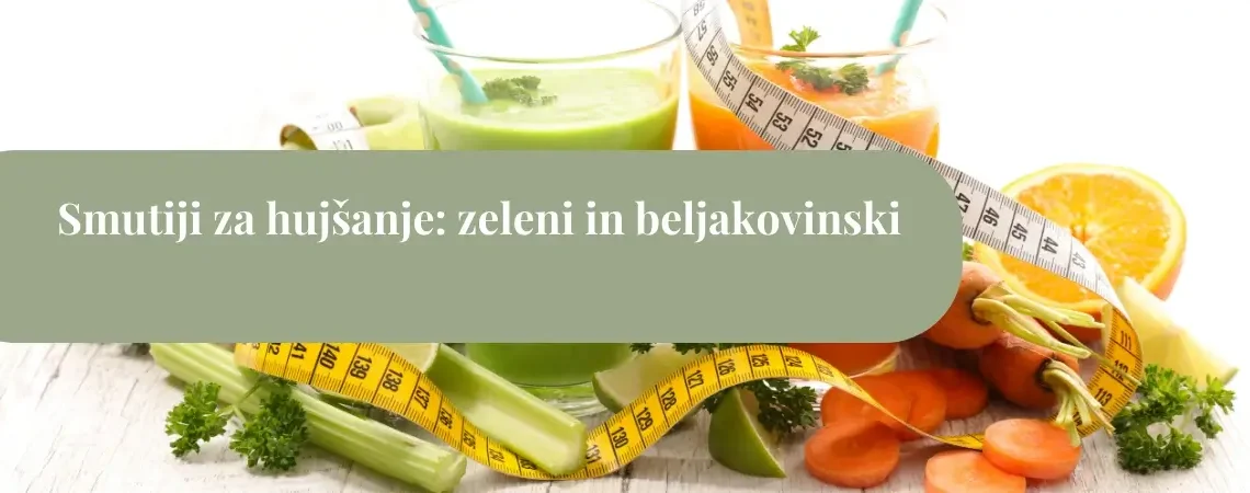 Zeleni in beljakovinski smutiji za hujšanje z zelenjavo, sadjem in merilnim trakom za nadzor kalorij in dolgotrajno sitost