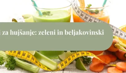 Zeleni in beljakovinski smutiji za hujšanje z zelenjavo, sadjem in merilnim trakom za nadzor kalorij in dolgotrajno sitost